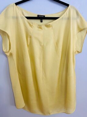 Escada Butter Yellow Silk Blouse 46/L Quiet Luxury Minimalist Old Money Chic
